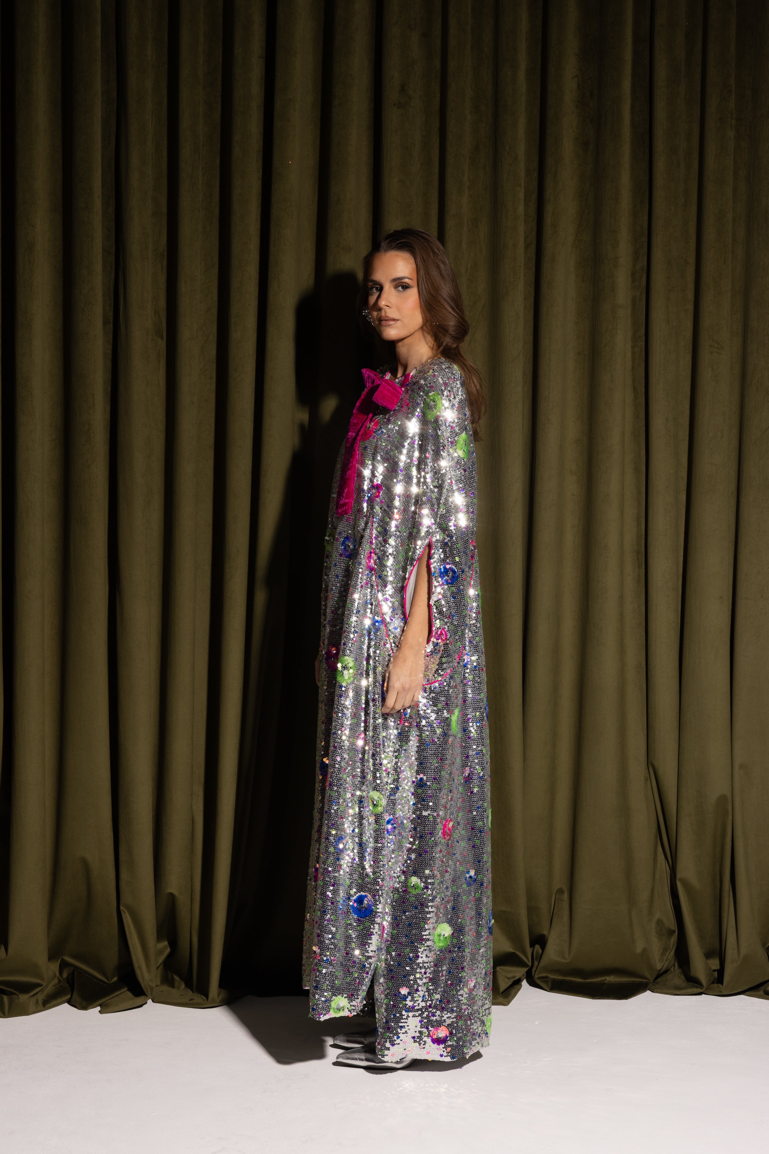 3D Sequin Fabric with Velvet Bows